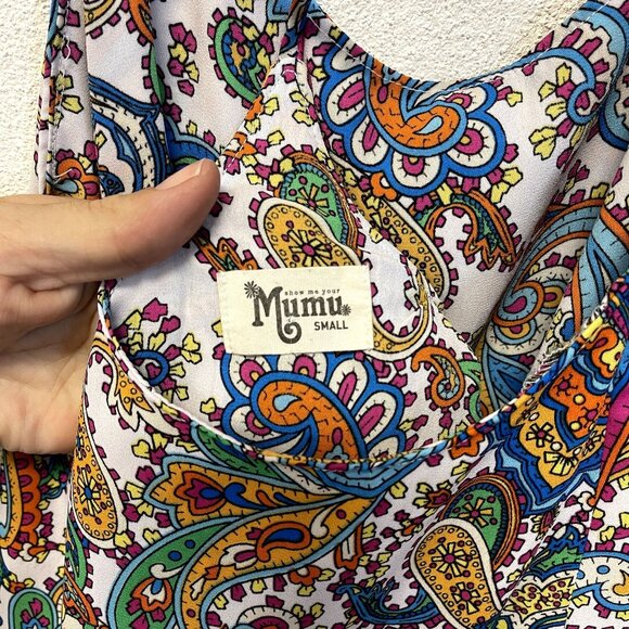 Show Me Your Mumu Colorful Paisley T-Back Tank Top sz Small - Picture 5 of 5